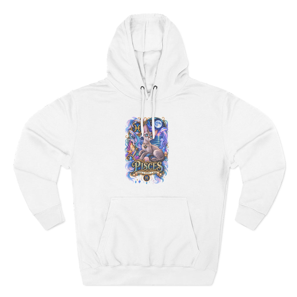 Pisces Zodiac Devon Rex Cat Hoodie — Mystical Watercolor Fish Astrology Pullover