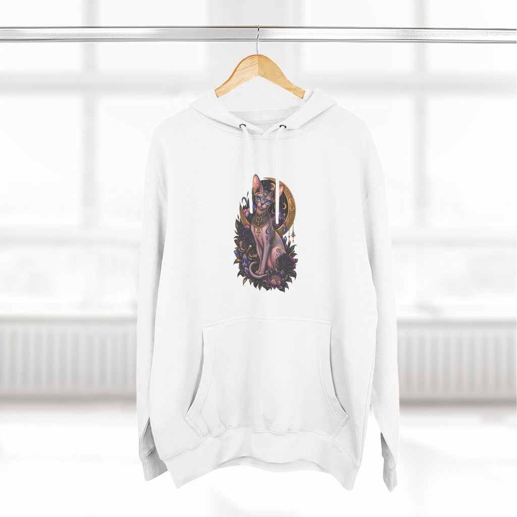 Mystic Moon Egyptian Sphynx Cat Hoodie — Gothic Feline Graphic Pullover