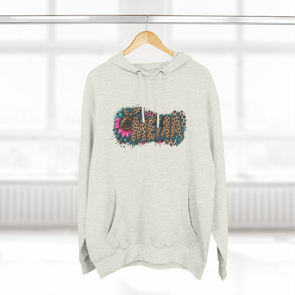 MEMA Leopard Floral Heat Hoodie — Cozy Fleece Pullover with Leopard & Flowers Design
