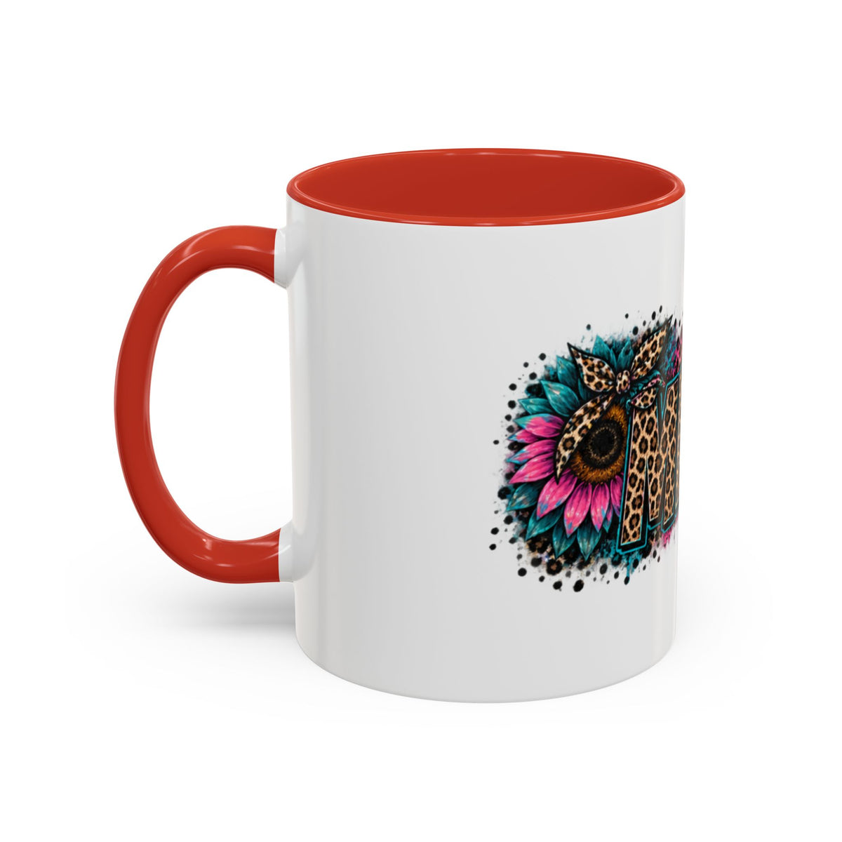 Leopard Print 'Mema' Accent Coffee Mug — Bold Animal Print Ceramic Mug- Mema Gift