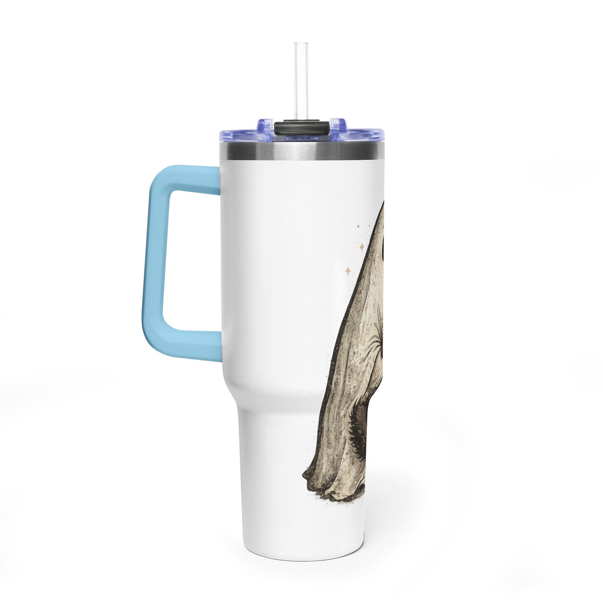 40oz Tumbler — Cute Ghost Hugging Black Cat Thermal Cup