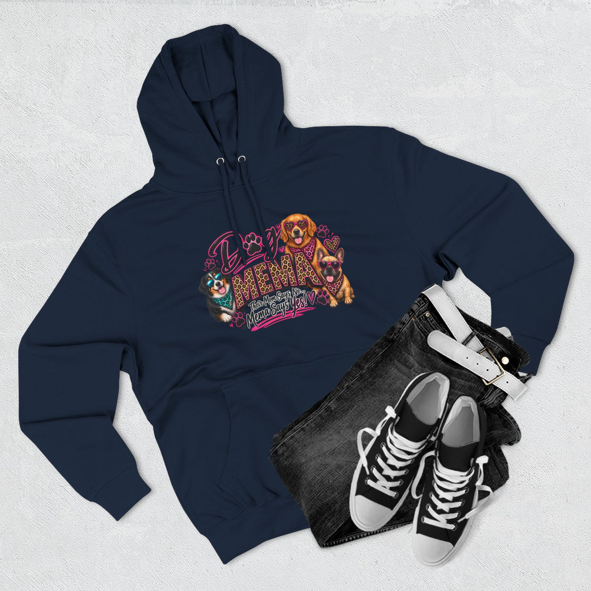 Dog Mema Hoodie — Cute Paw Print Graphic Pullover for Grandma Dog lovers