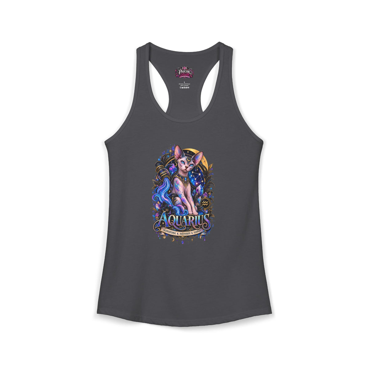 Aquarius Sphynx Cat Zodiac Tank- Celestial Astrology Cat Lover Tank