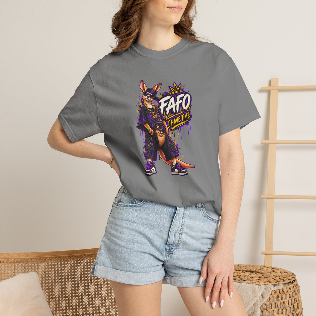 FAFO Kangaroo Graphic T-Shirt — Streetwear Retro Animal Design