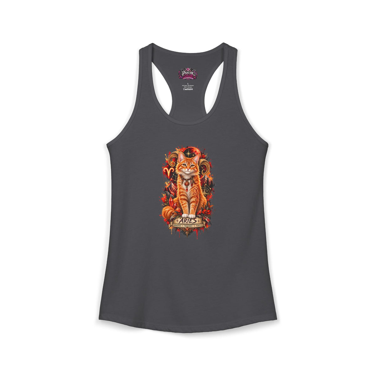 Aries Orange Tabby Cat Zodiac Tank- Celestial Astrology Cat Lover Tank