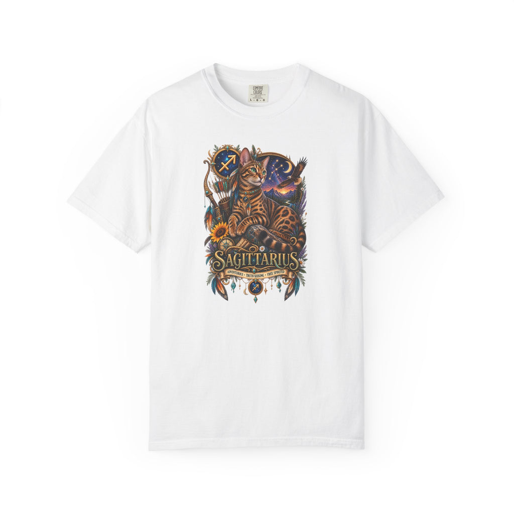 Sagittarius Zodiac Bengal Cat T-Shirt — Astrological Archer Horoscope Tee
