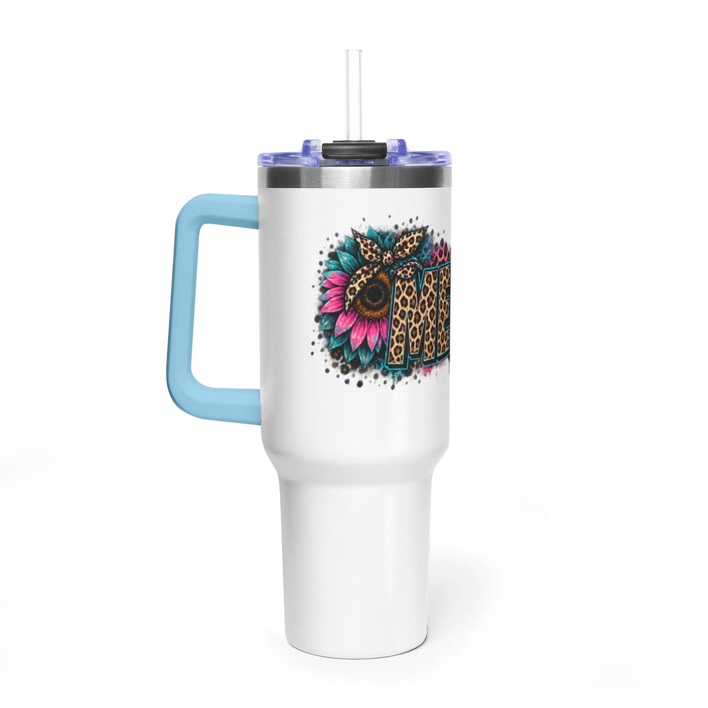40oz Vacuum Tumbler — Mema Leopard Print Floral Design