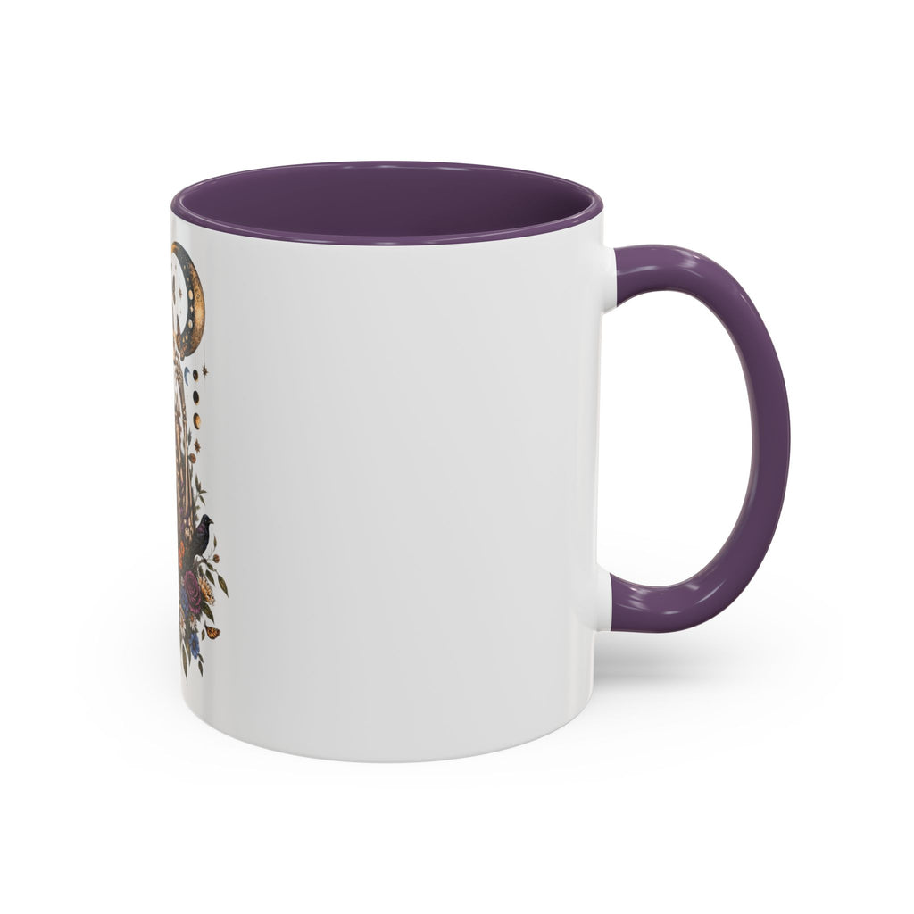 Skull & Moon Floral Coffee Mug — Gothic Botanical Accent Mug