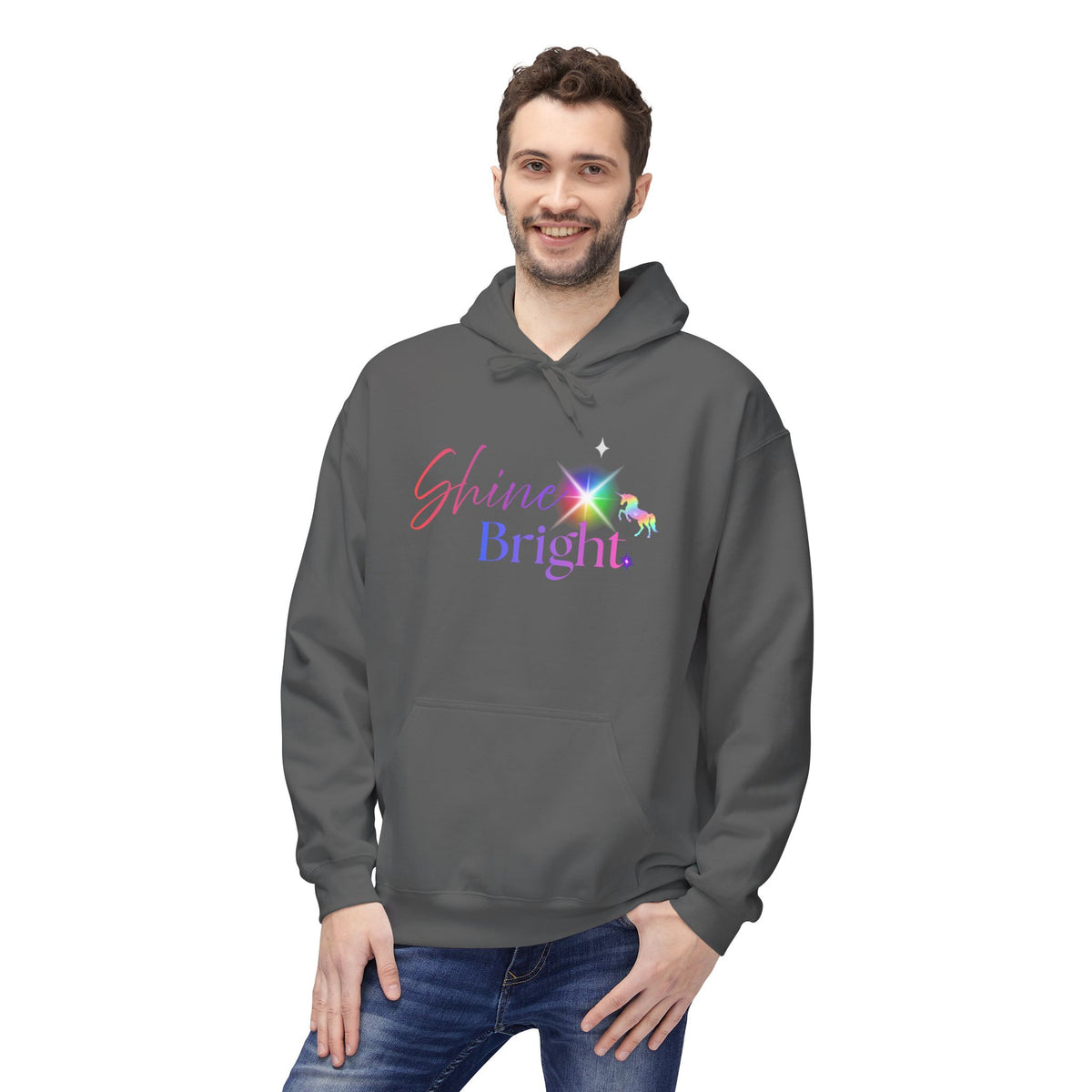 Shine Bright Pastel Hoodie — Inspirational Rainbow Graphic Hoodie