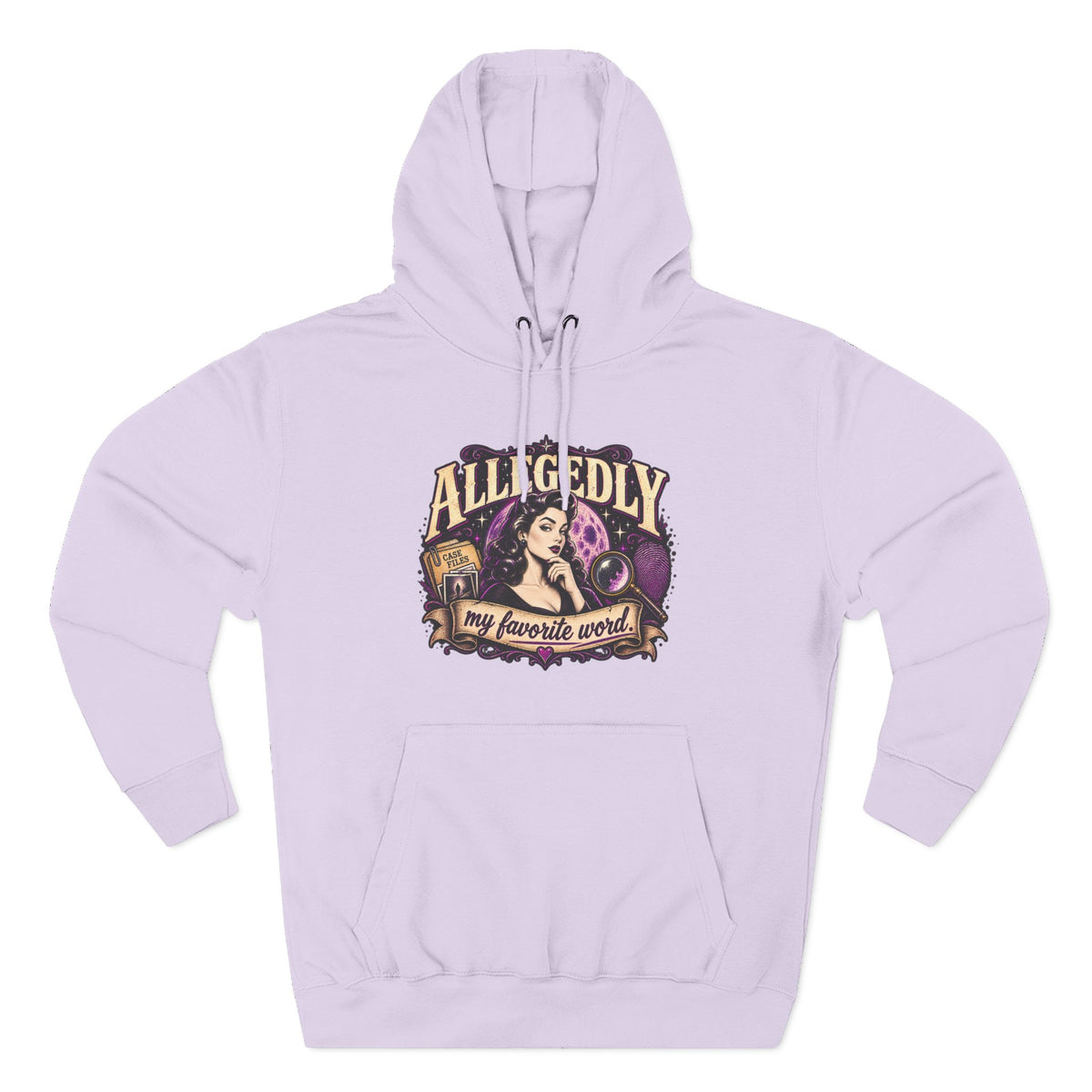 Hoodie — "Allegedly My Favorite Word" Retro Witch Graphic