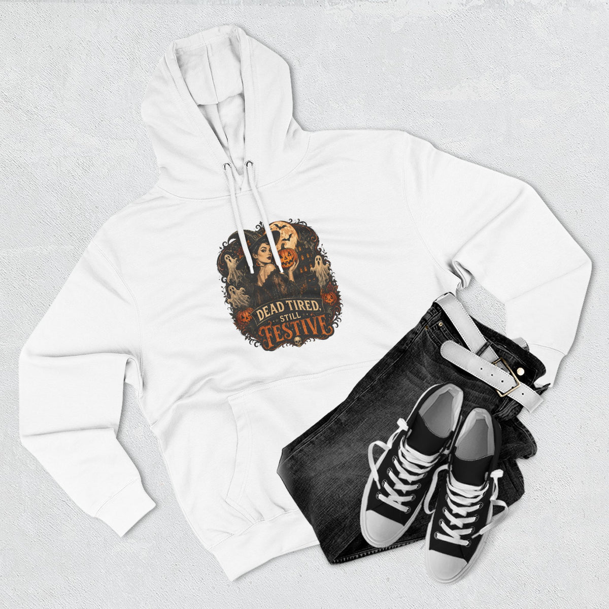 Dead Tired but Festive Hoodie — Funny Halloween Pullover