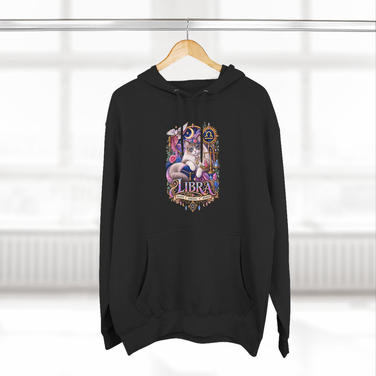 Libra Zodiac Hoodie — Persian Artistic Astrological Sign Sweatshirt
