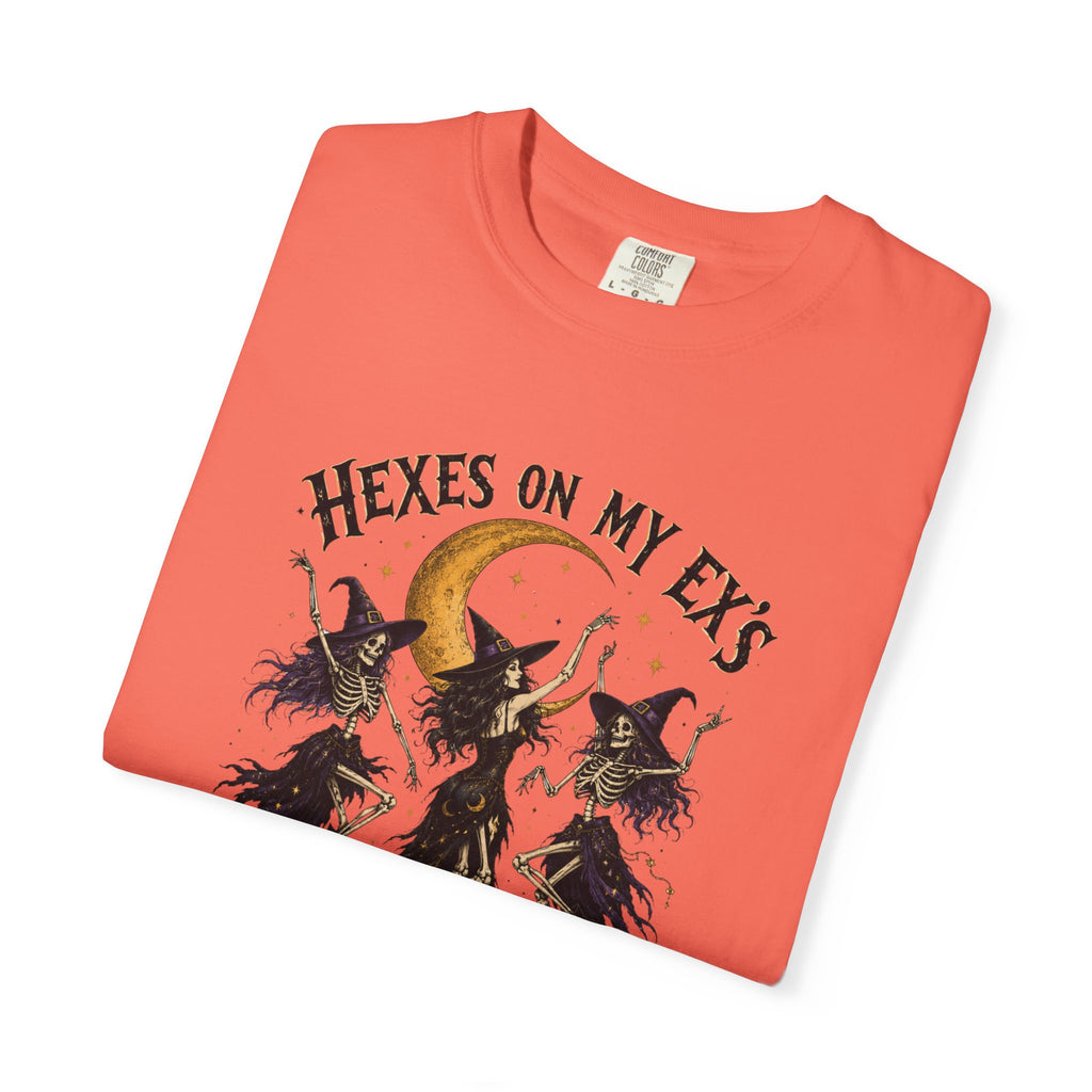 Witches and skeleton Graphic T-Shirt — "Hexes On My Ex's" Moon Witch Tee