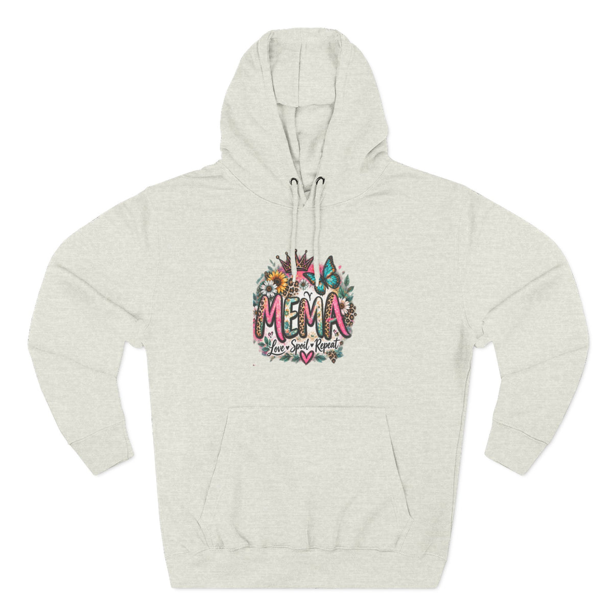 Mema Floral Hoodie — Cozy Fleece Pullover with Sunflower & Succulent Design