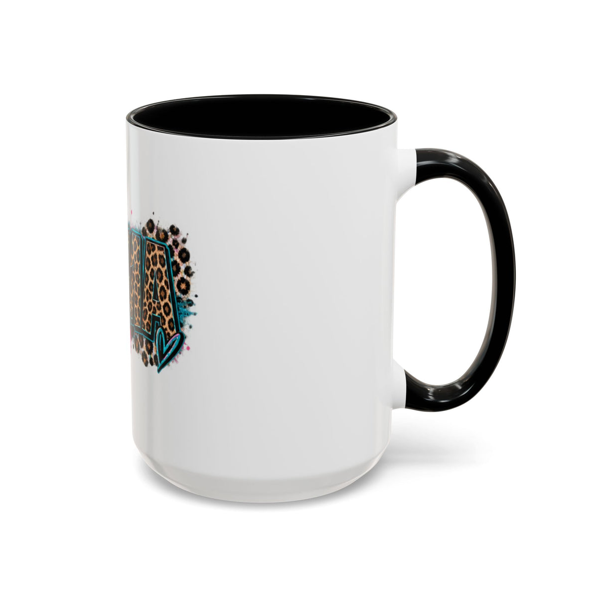 Leopard Print 'Mema' Accent Coffee Mug — Bold Animal Print Ceramic Mug- Mema Gift