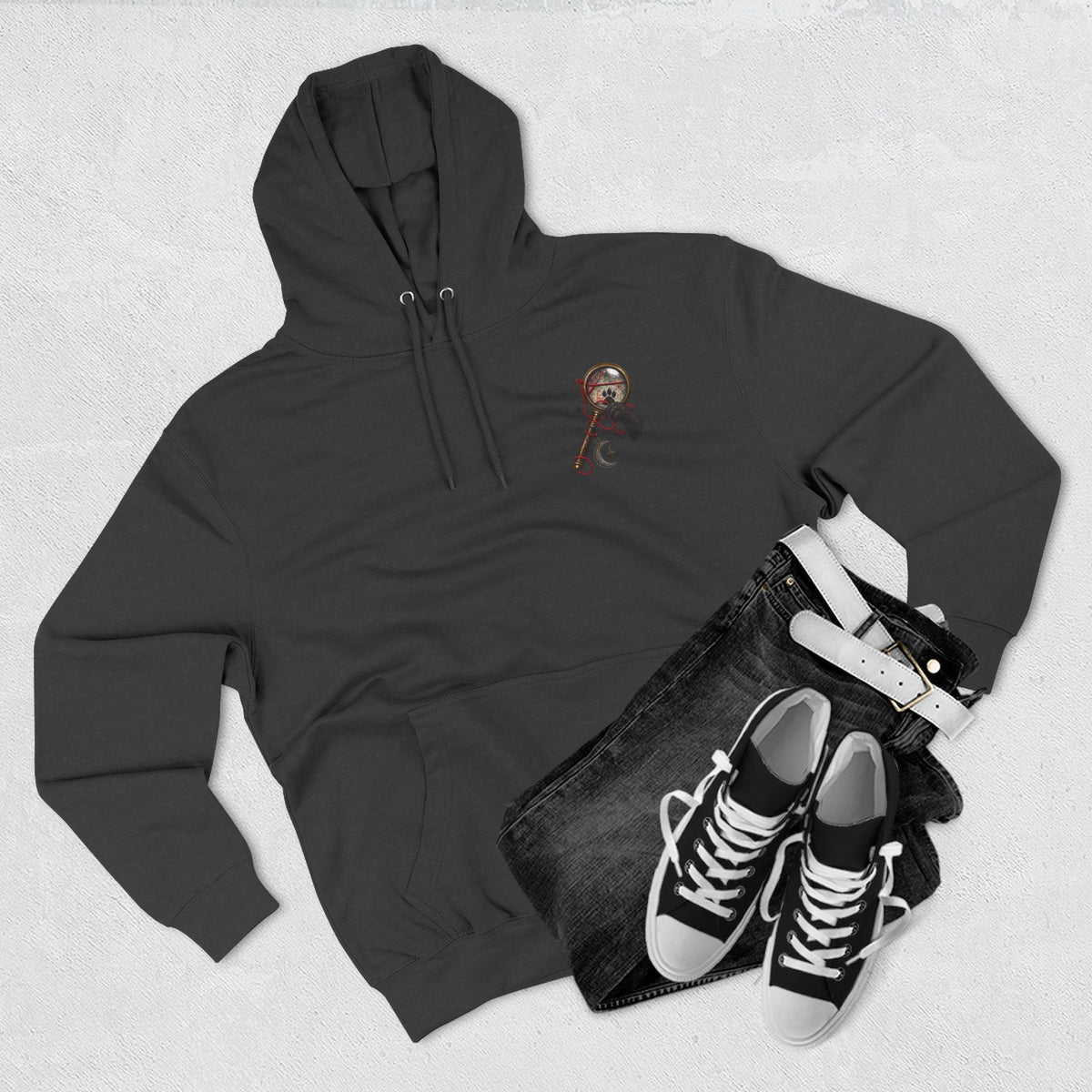 Detective Collage Hoodie — Vintage Mystery Photos & Magnifying Glass Graphic