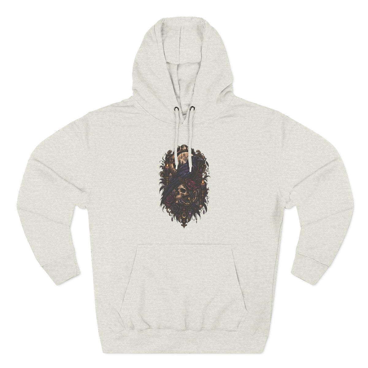 Raven Skull Graphic Hoodie — Gothic Fleece Pullover