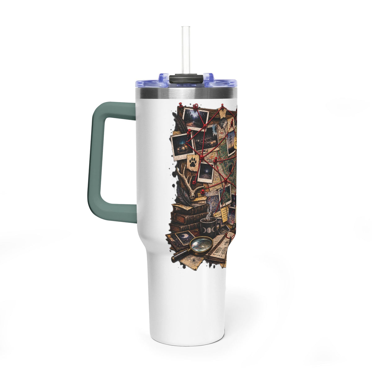 Mystery Board 40oz Vacuum Tumbler — Detective Case Files Design