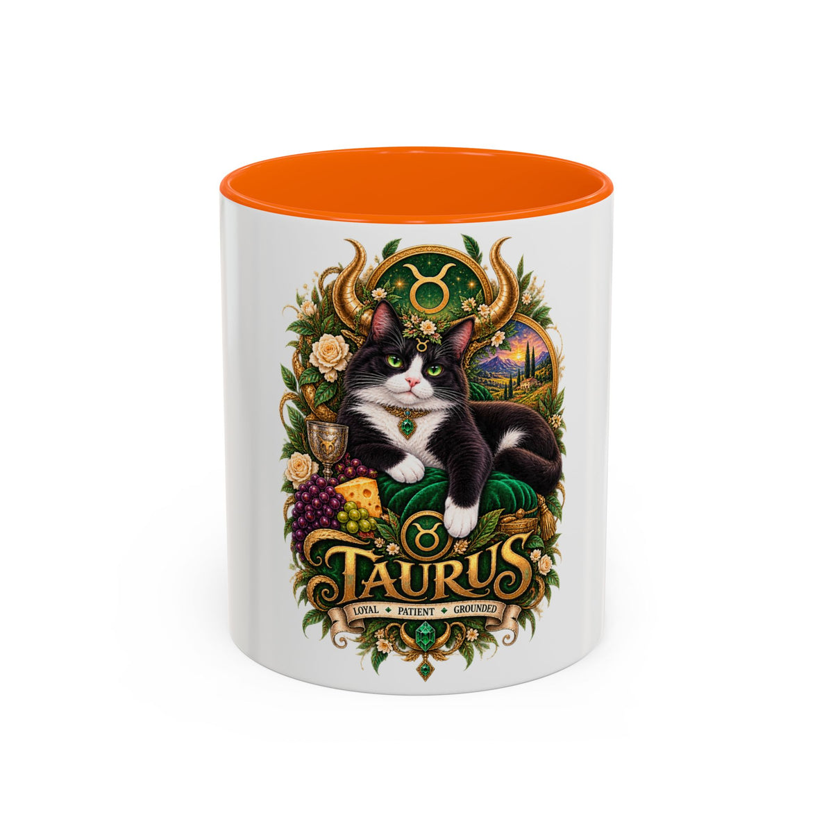 Taurus Tuxedo Cat Coffee Mug — Zodiac Astrology Gift (11/15 oz)