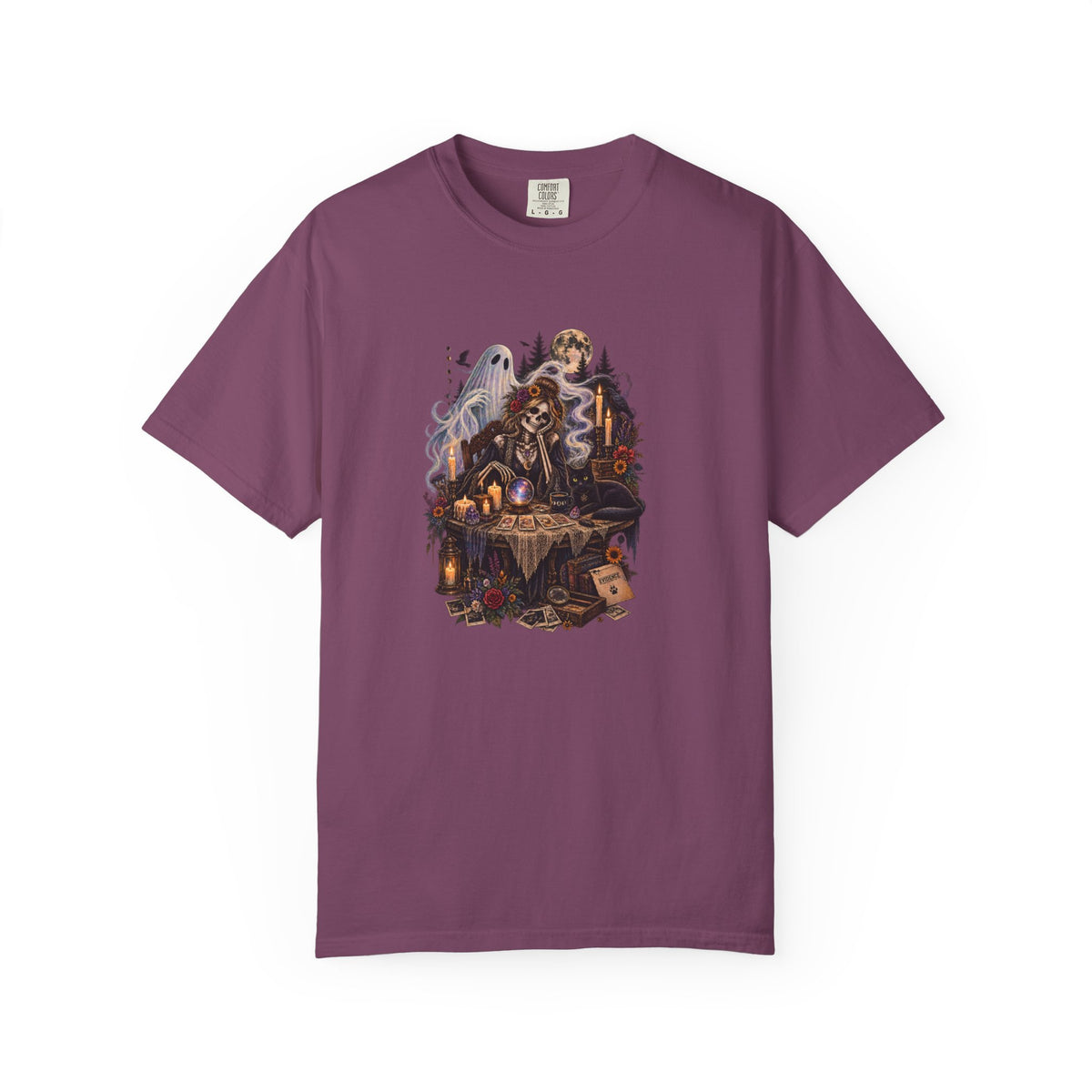 Tarot Seance Skeleton, Black Cat & Ghost Graphic Tee