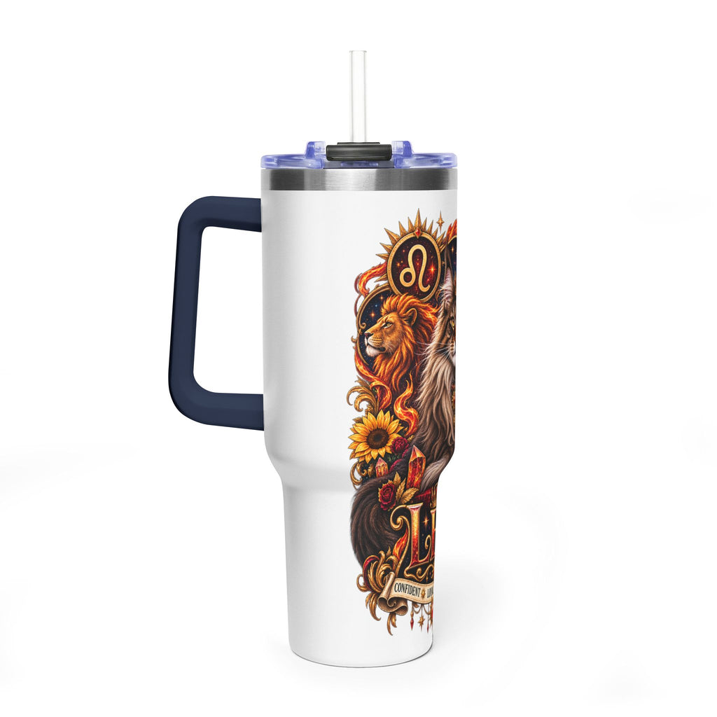 Leo Zodiac 40oz Vacuum Tumbler – Maine Coon Cat Astrology Travel Mug