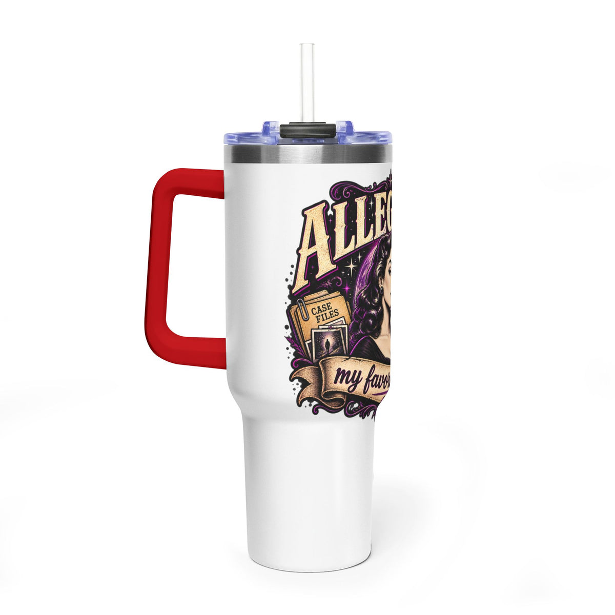 40oz Vacuum Tumbler - "Allegedly" Retro Detective Graphic