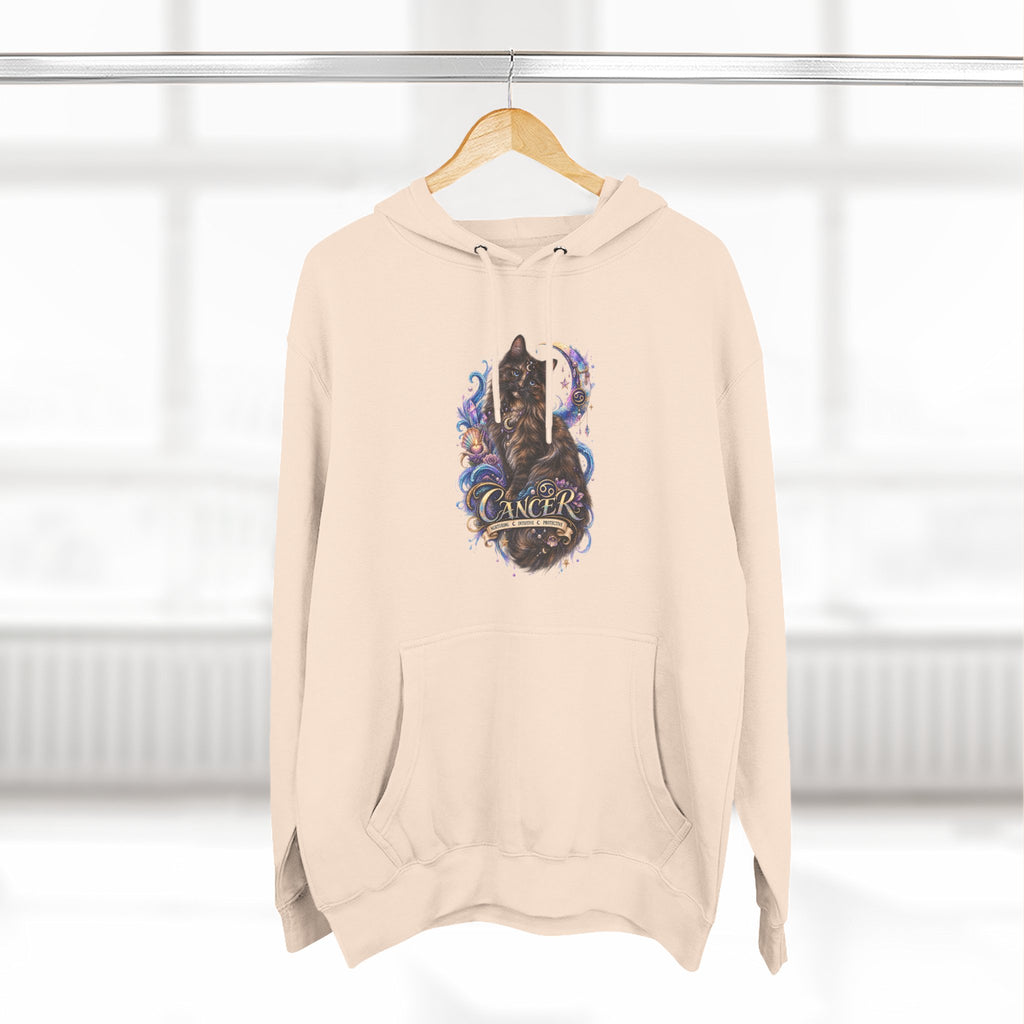 Cancer Tortoiseshell Cat Zodiac Hoodie — Zodiac Cat Graphic Fleece Pullover