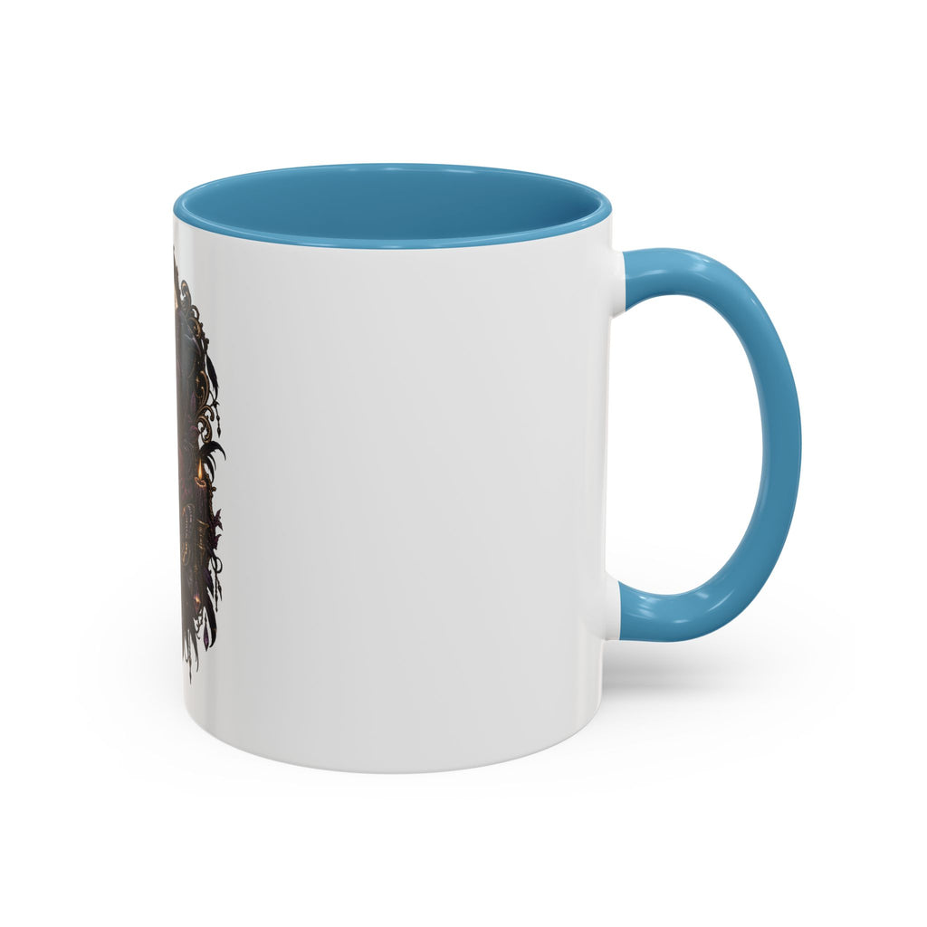 Gothic Raven & Skull Accent Coffee Mug — Dark Floral Occult Tea Cup