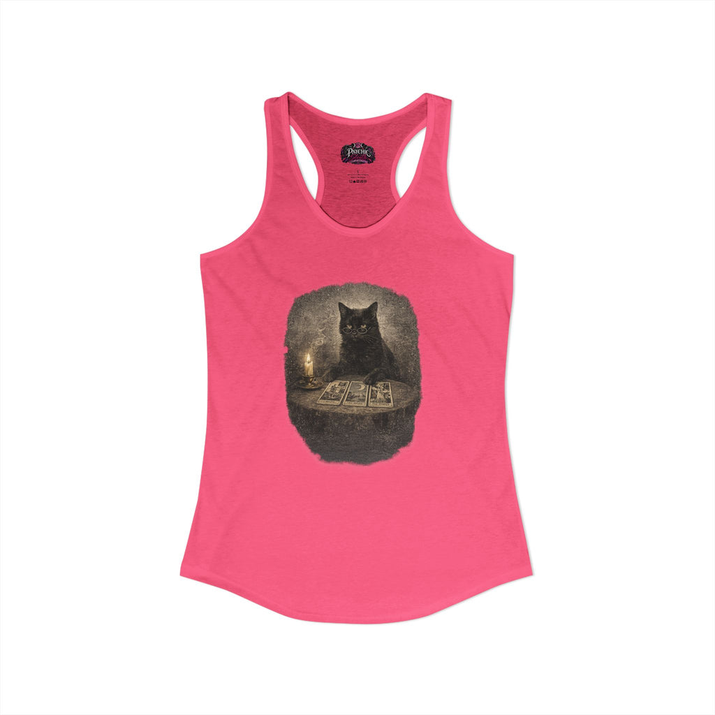 Black Cat reading Tarot Cards Tank