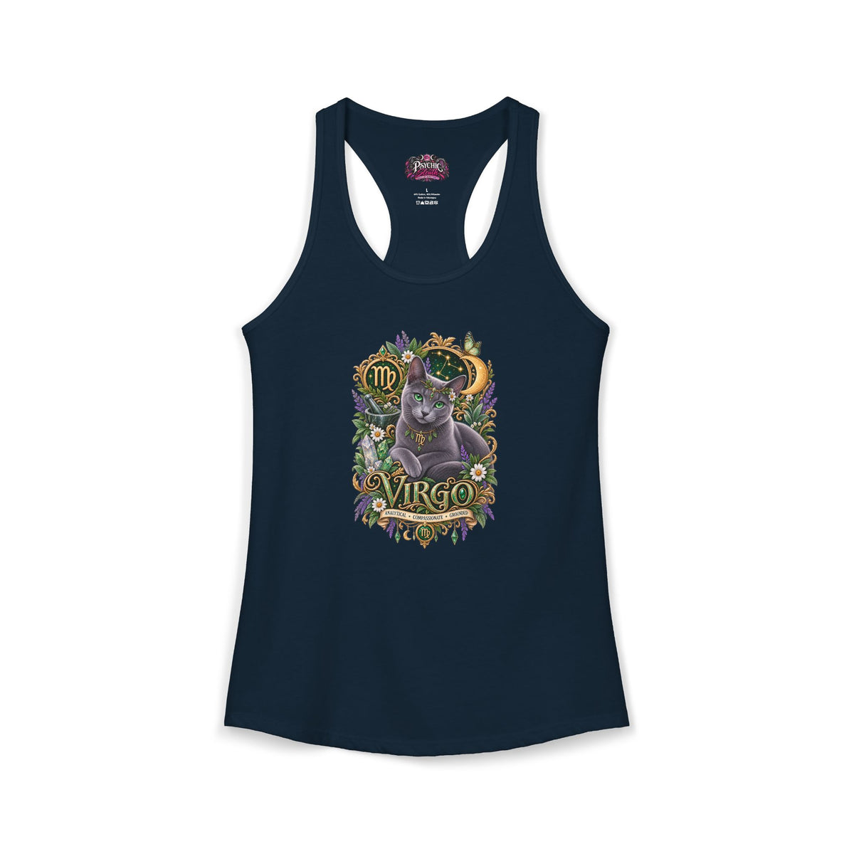 Virgo Russian Blue Zodiac Tank- Celestial Astrology Cat Lover Tank