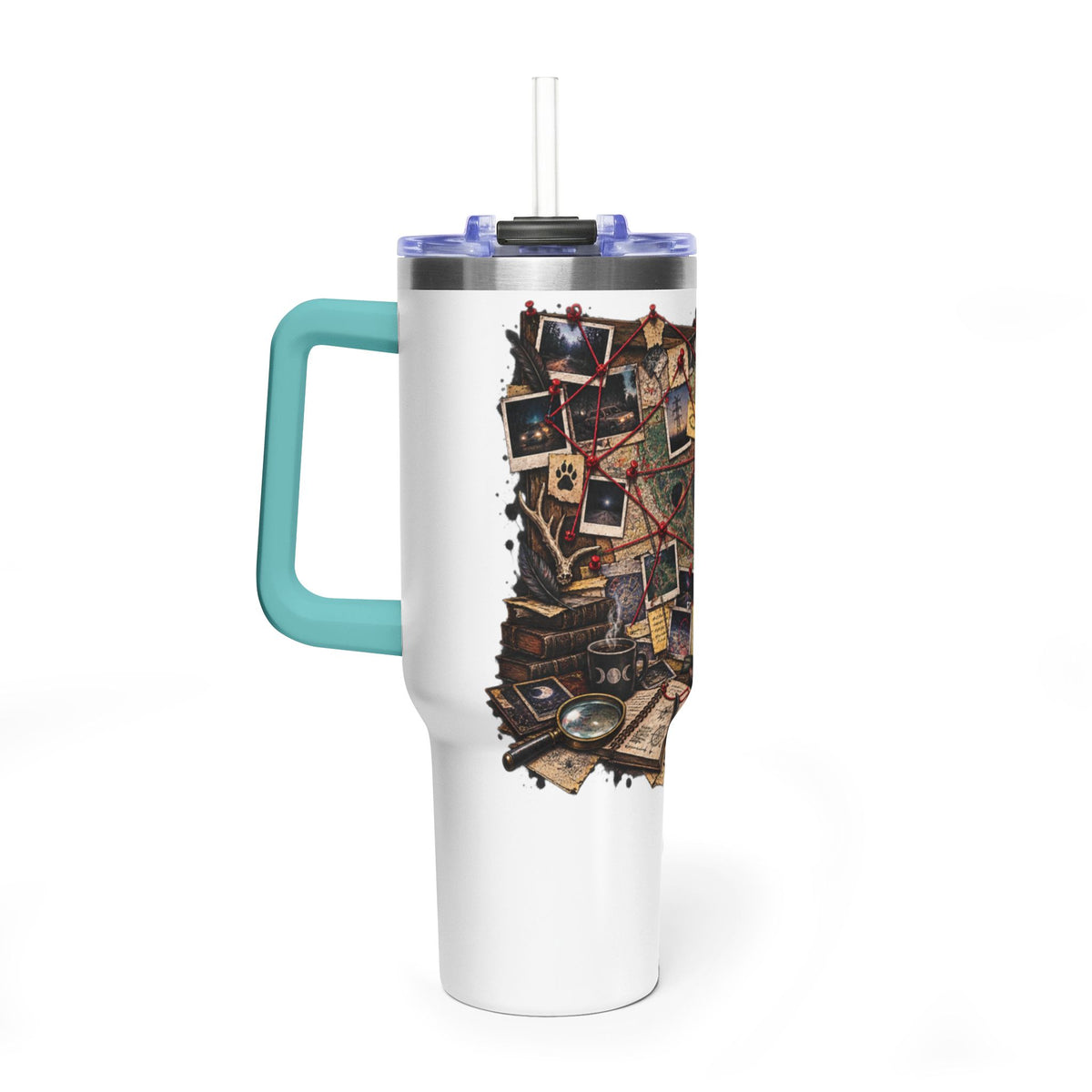 Mystery Board 40oz Vacuum Tumbler — Detective Case Files Design
