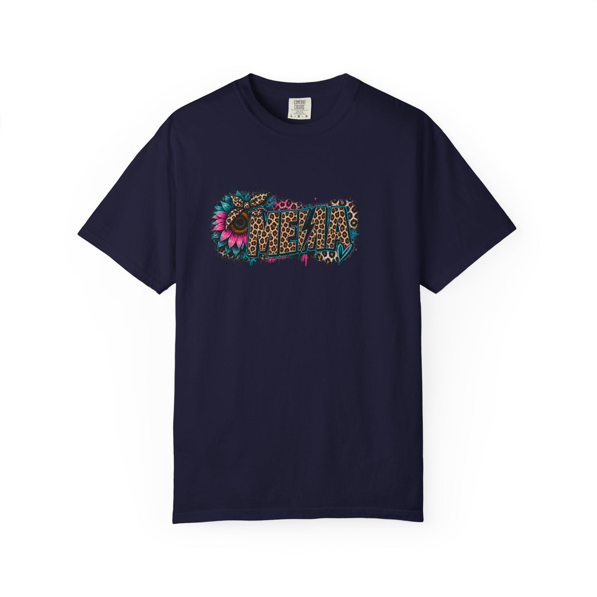 MEMA Leopard Floral Logo T-Shirt — Vintage Animal Print Graphic Tee