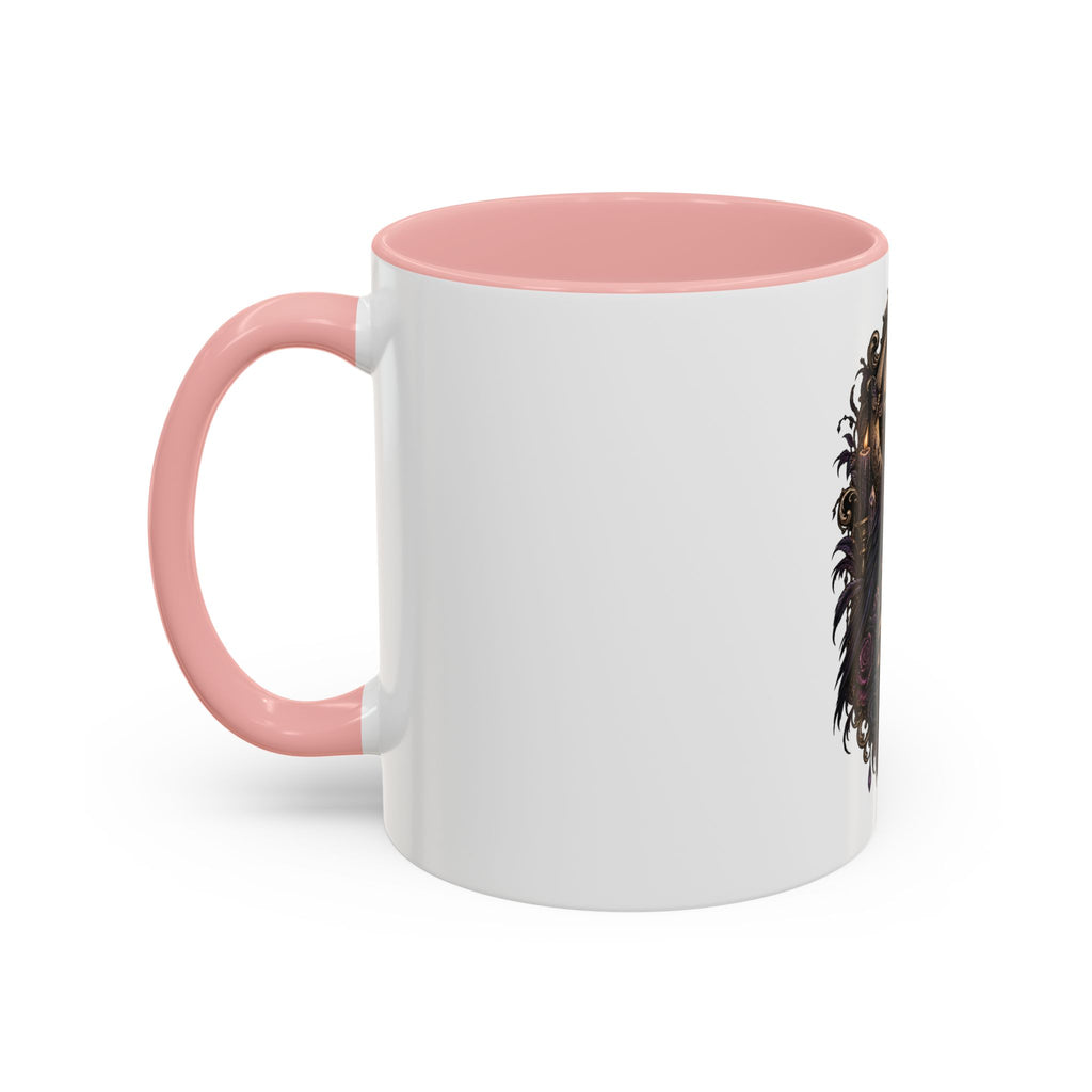 Gothic Raven & Skull Accent Coffee Mug — Dark Floral Occult Tea Cup