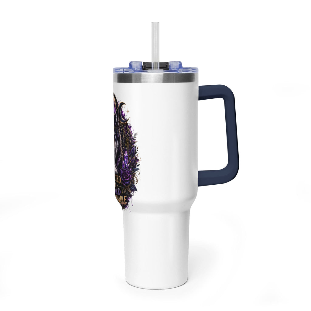 40oz Vacuum Tumbler — 'Protected & Guided' Mystic Wolf Thermal Mug