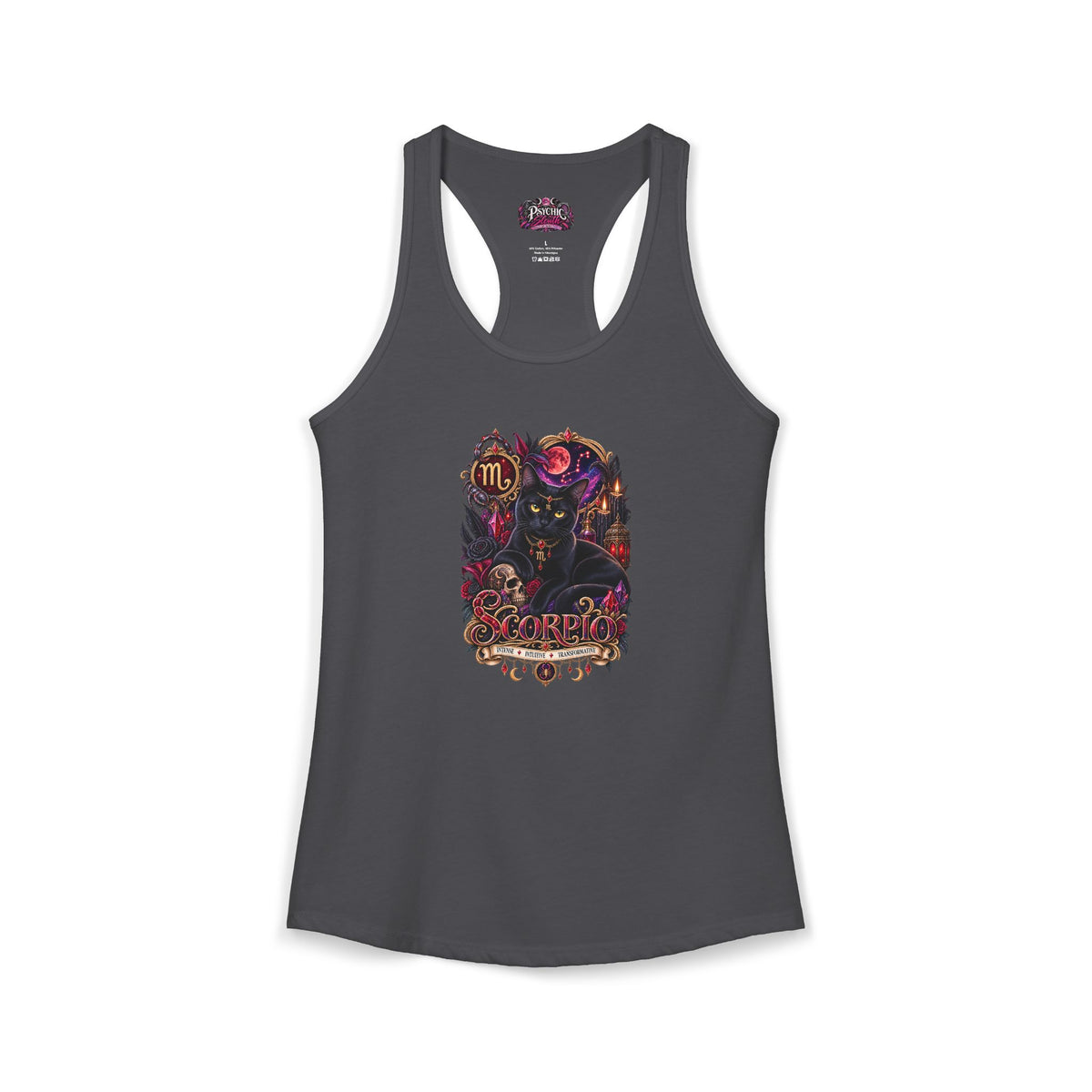 Scorpio Black Cat Bombay Zodiac Tank- Celestial Astrology Cat Lover Tank