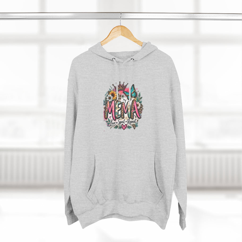 Mema Floral Hoodie — Cozy Fleece Pullover with Sunflower & Succulent Design