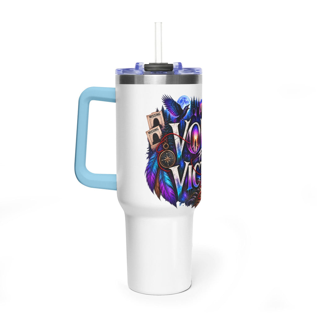 40oz Vacuum Tumbler - "Voices for Victims" Purple Feather Design
