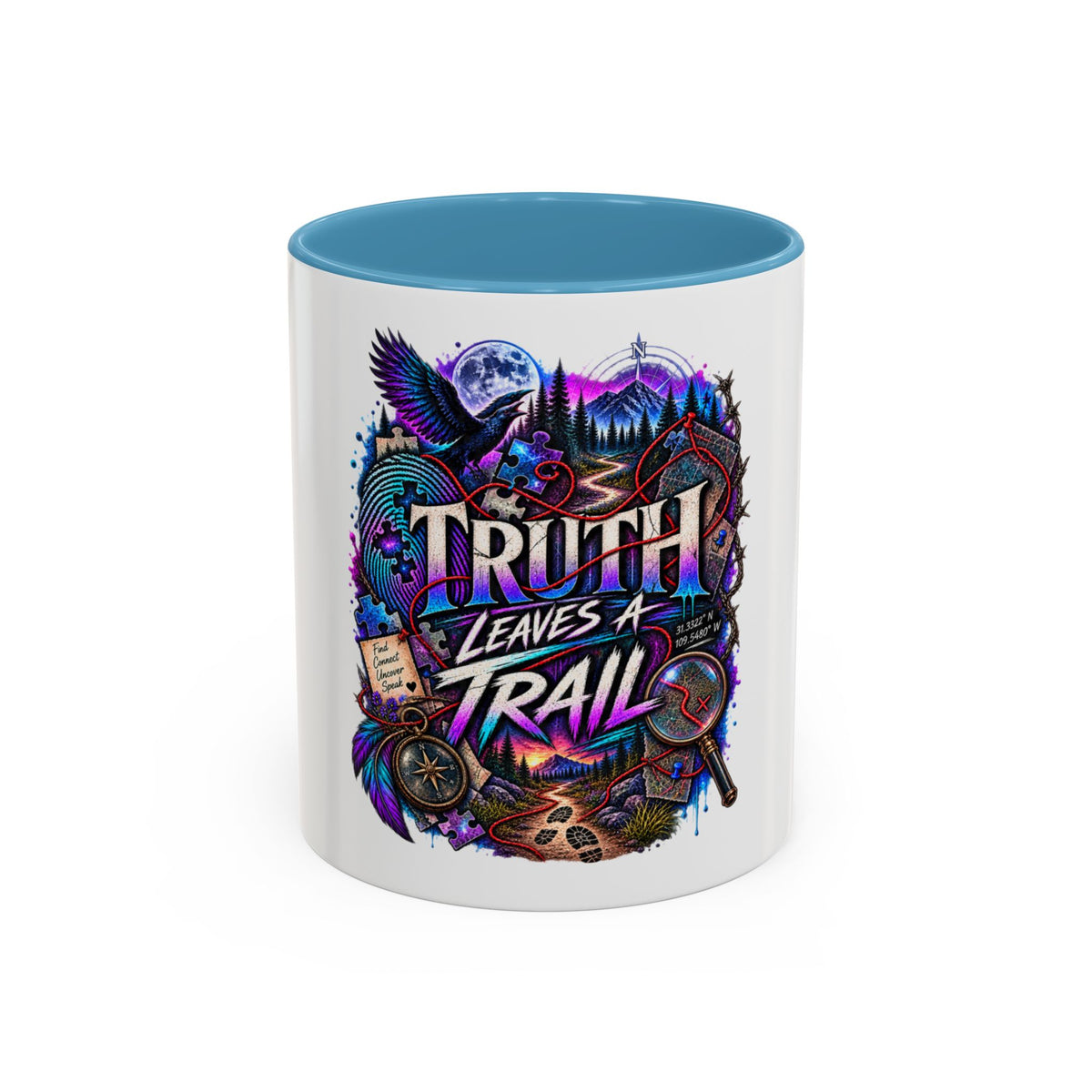Truth Leaves a Trail Coffee Mug — Mystery Detective Noir Design (11/15 oz)