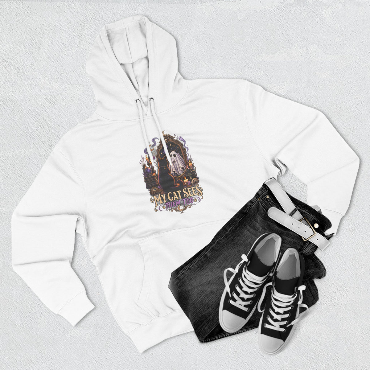 My Cat Sees Them Too- Black Cat Ghost Hoodie