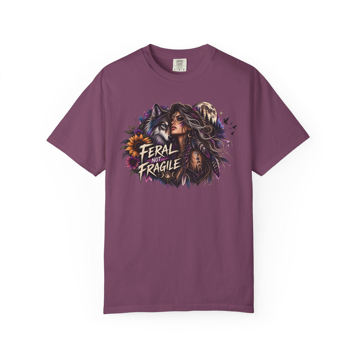 Feral Not Fragile Graphic T-Shirt — Wolf & Woman Nature Art Tee