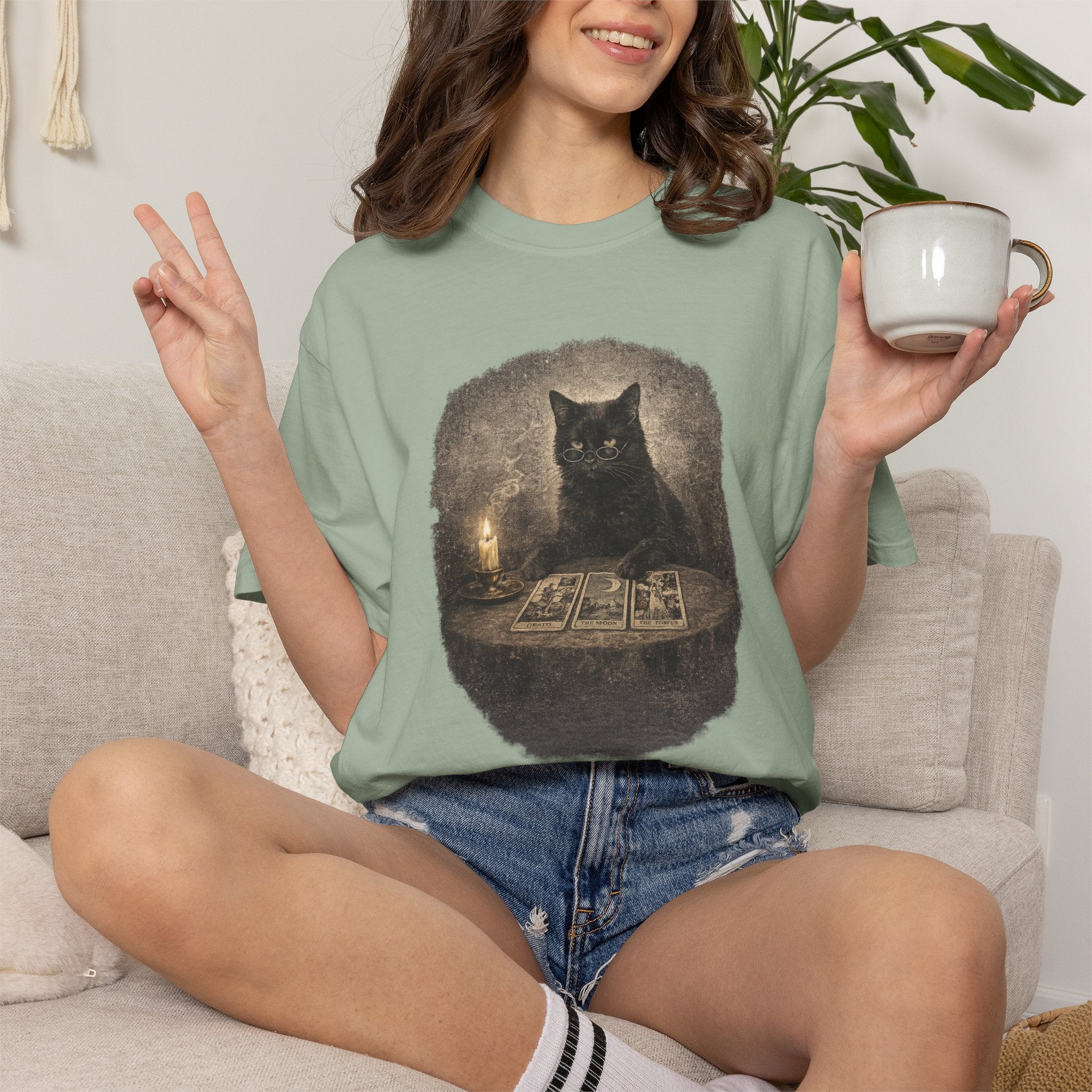 Tarot Cat T-Shirt — Black Cat Fortune Teller Graphic Tee