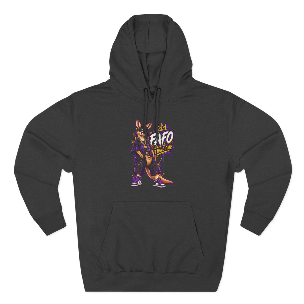Streetstyle Kangaroo Graphic Hoodie — "FAFO" Retro Character Pullover