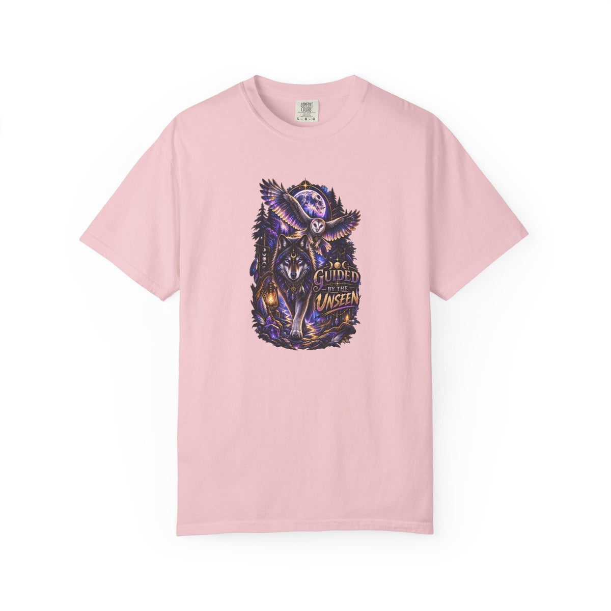 Occult Owl and Wolf Guardian Graphic T-Shirt — 'Guardian of the Unseen' Vintage Night Vibe