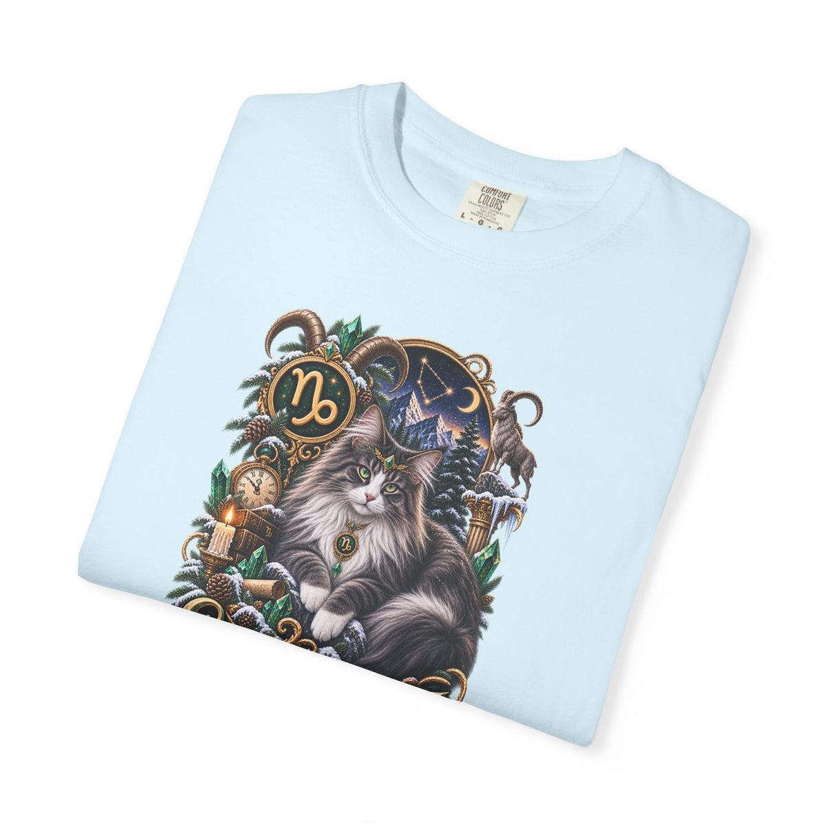 Capricorn Zodiac Norwegian Mountain Cat T-Shirt — Astrological Horoscope Tee