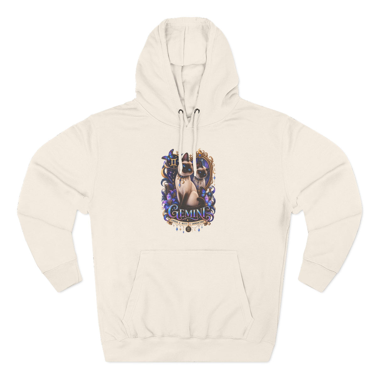 Gemini Siamese Zodiac Hoodie — Mystical Celestial Cat Astrology Design