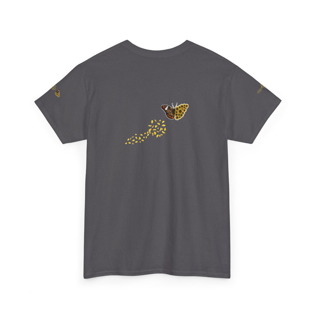 Sunflower Kitten Tee | Butterfly Accent, Floral Cat Shirt