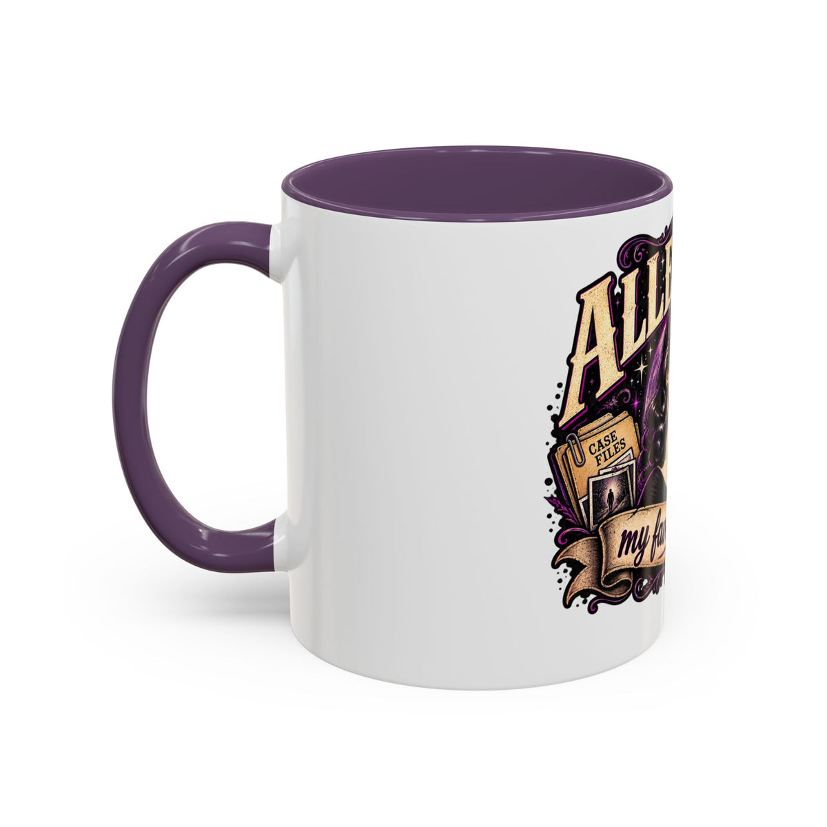 Allegedly Coffee Mug — Retro Pinup Mystery Design