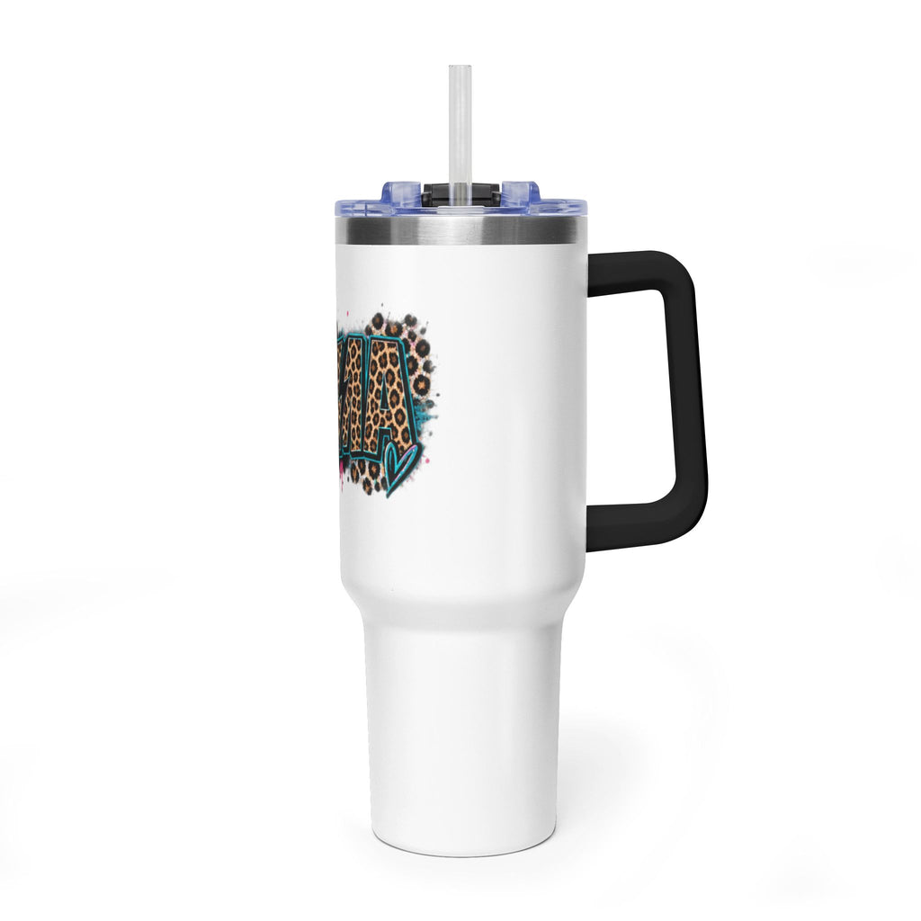 40oz Vacuum Tumbler — Mema Leopard Print Floral Design