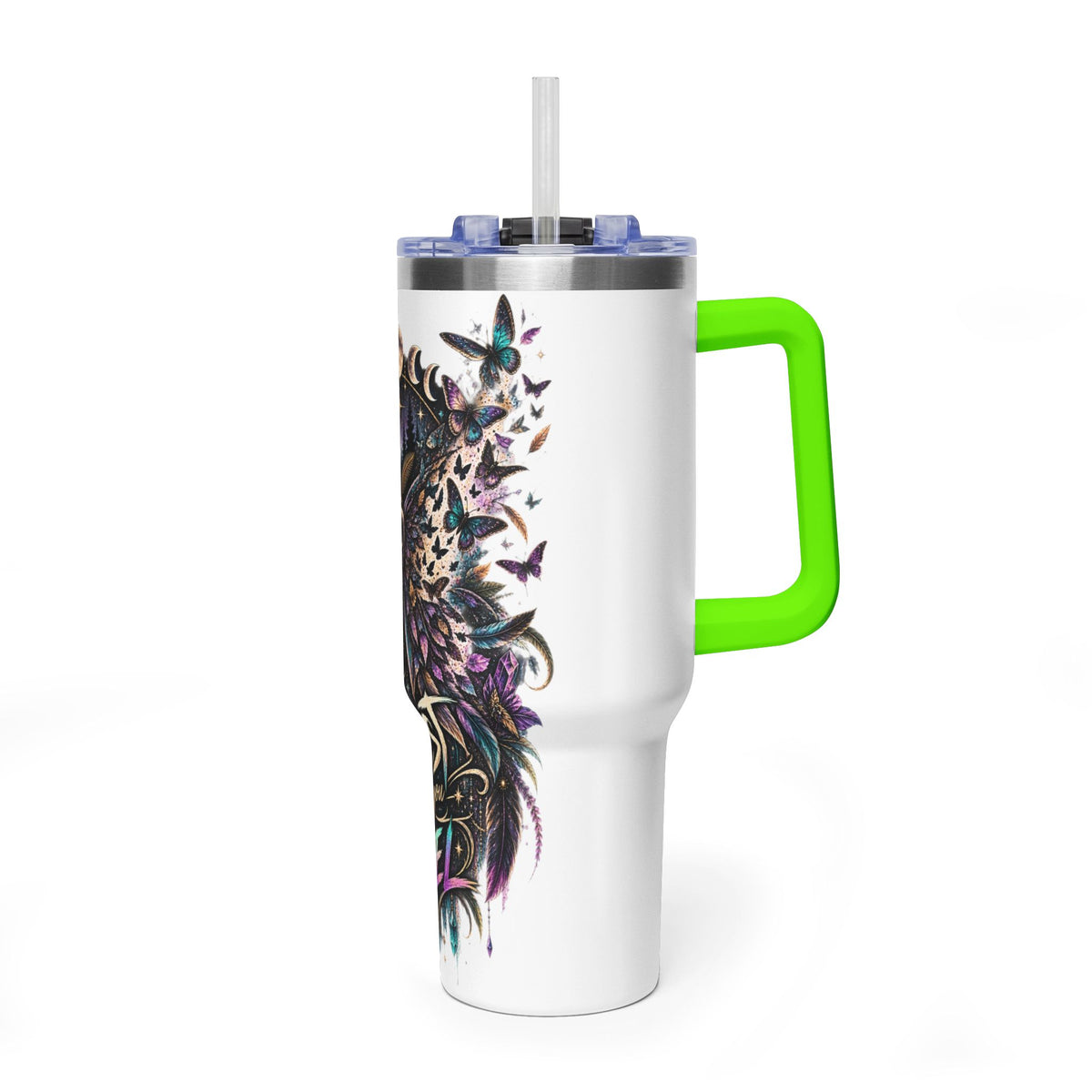 40oz Vacuum Tumbler — 'Trust What You Feel' Moth Nightscape Insulated Cup