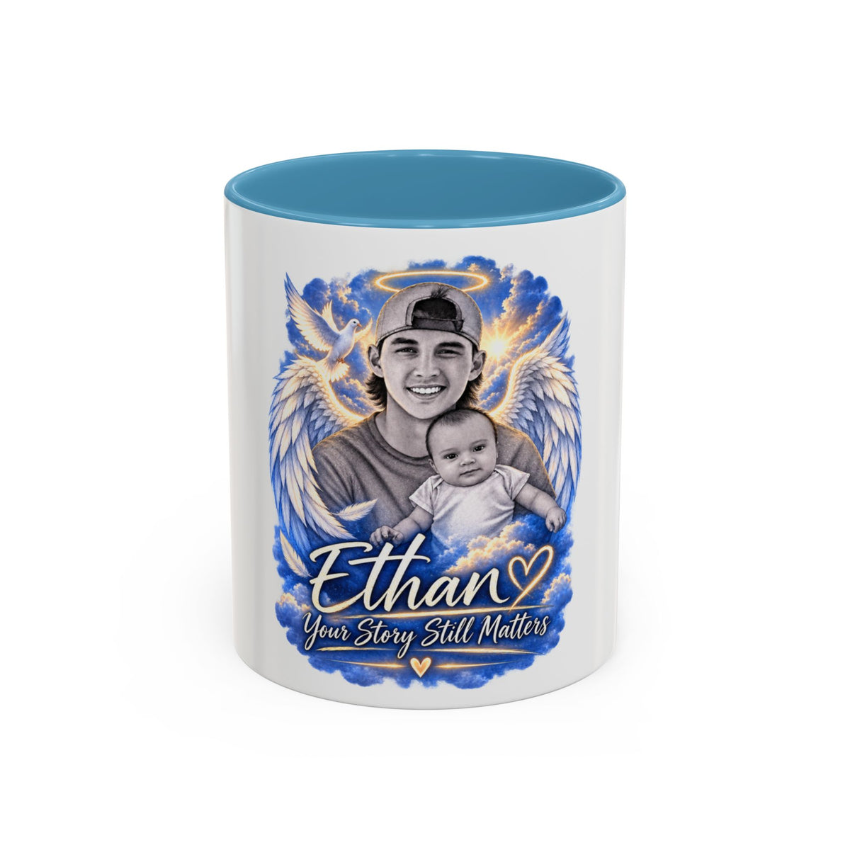 Memorial Coffee Mug — Personalized "Ethan  Your Story Still Matters" Angel Wings Tribute